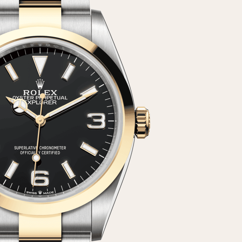 rolex Explorer em Rolesor amarelo – combinação de aço Oystersteel e ouro amarelo, m124273-0001 - Danglar