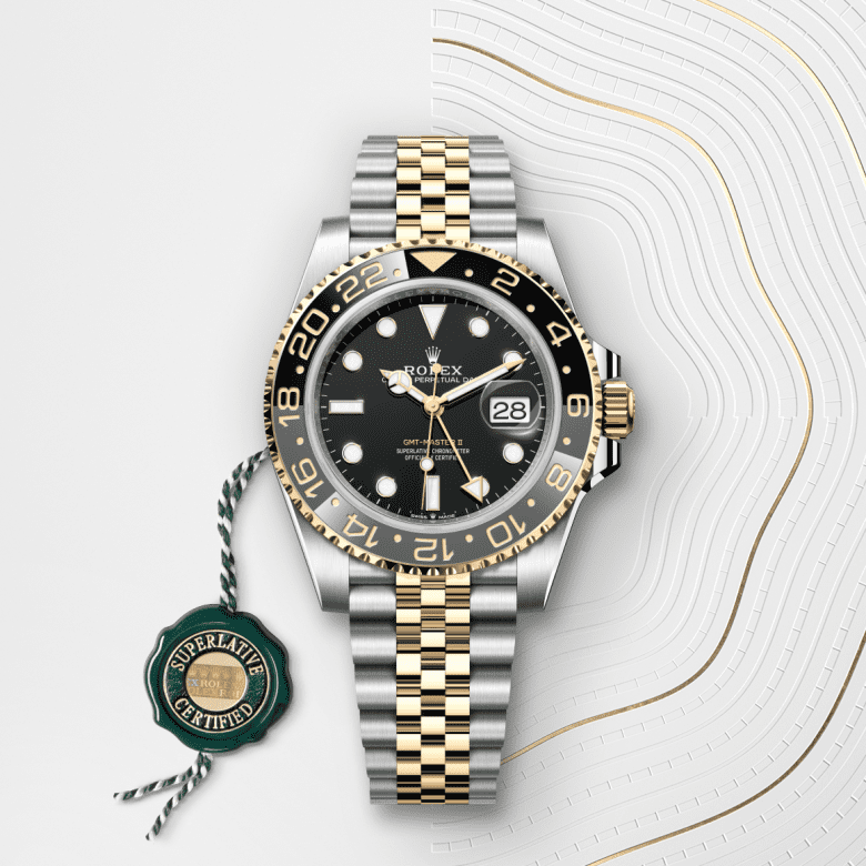 rolex GMT-Master II em Rolesor amarelo – combinação de aço Oystersteel e ouro amarelo, m126713grnr-0001 - Danglar