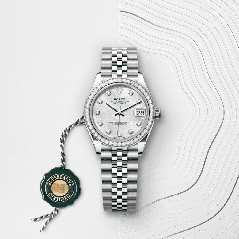 rolex Datejust em Rolesor branco – combinação de aço Oystersteel e ouro branco, m278384rbr-0008 - Danglar