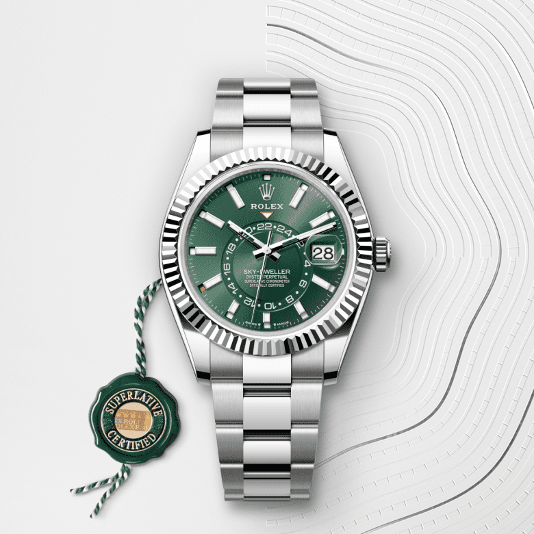 rolex Sky-Dweller em Rolesor branco – combinação de aço Oystersteel e ouro branco, m336934-0001 - Danglar