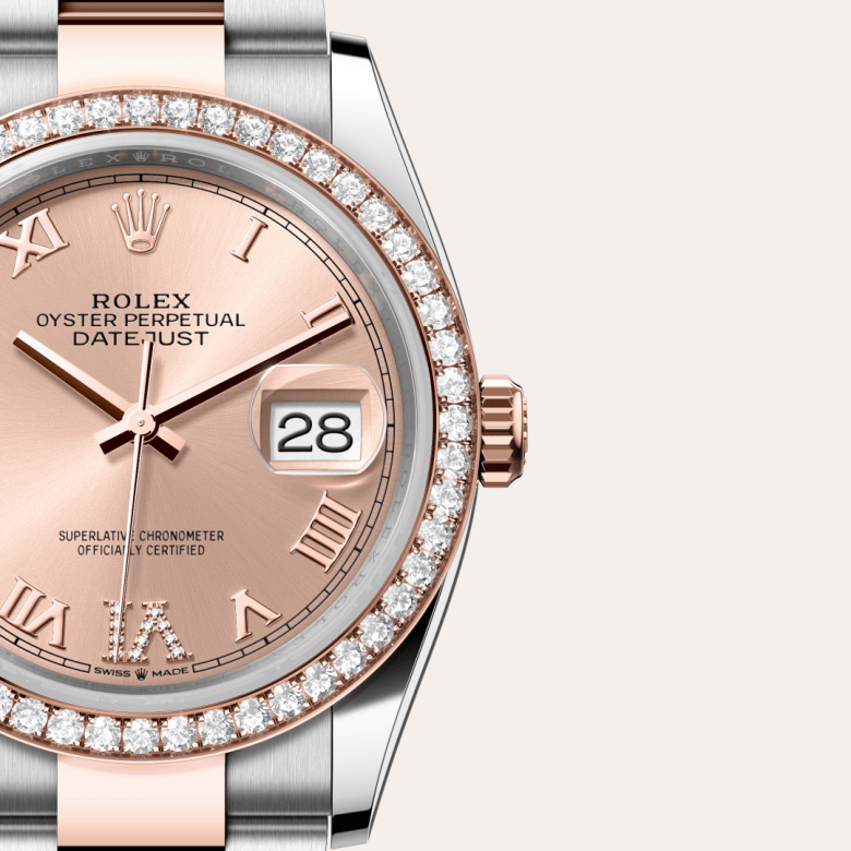rolex Datejust em Rolesor Everose – combinação de aço Oystersteel e ouro Everose, m126281rbr-0016 - Danglar
