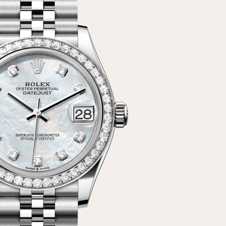 rolex Datejust em Rolesor branco – combinação de aço Oystersteel e ouro branco, m278384rbr-0008 - Danglar