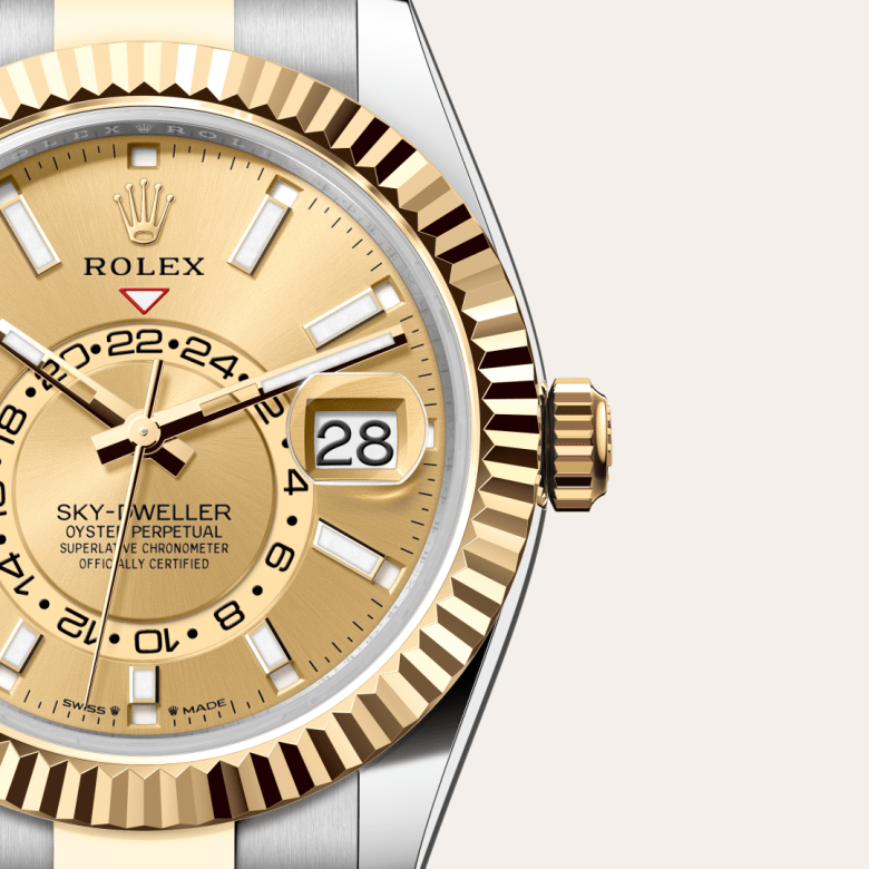 rolex Sky-Dweller em Rolesor amarelo – combinação de aço Oystersteel e ouro amarelo, m336933-0001 - Danglar
